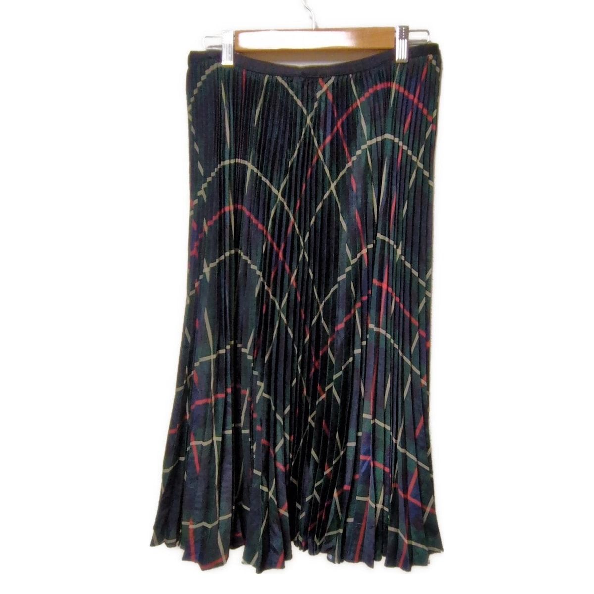POLObyRalphLauren ポロラルフローレン ロングスカート サイズＬ L レディース - ダークネイビー×ダークグリーン×マルチ