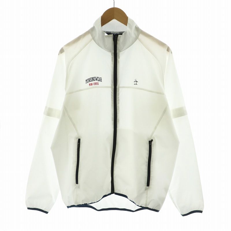 3L Munsingwear ホワイト ジップアップジャケット マンシングウェア MUNSINGWEAR ジップアップジャケット ロゴ
