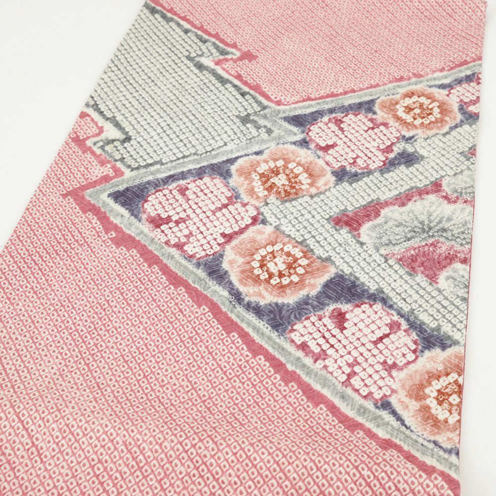 名古屋帯 藤娘 きぬたや 正絹 中古 帯 リサイクル 絞り ピンク 梅 松