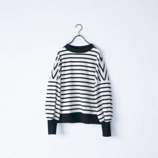 MAGALI | ハイゲージコットン・バスクボーダーカットソー (アイボリーx