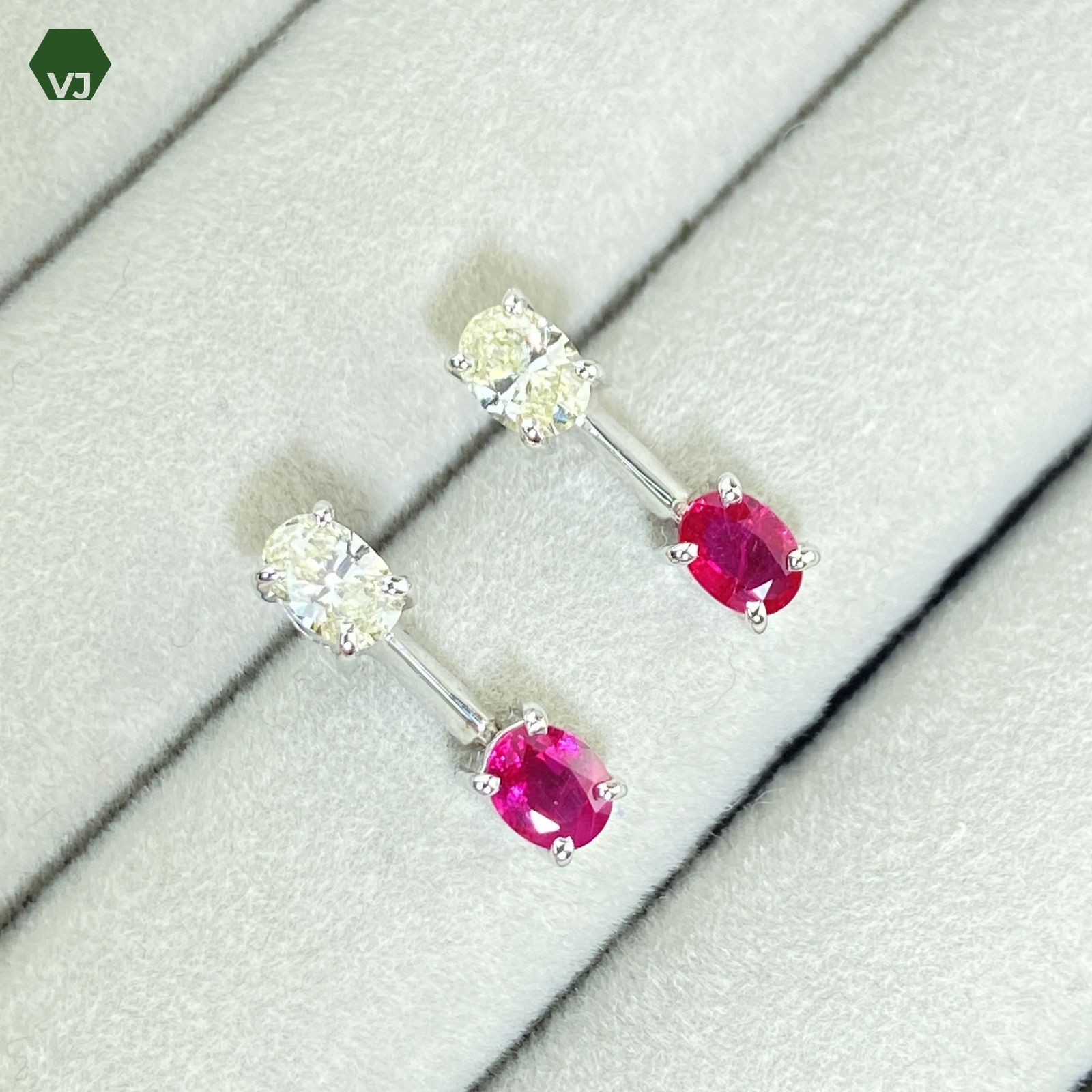 24-48】ルビー ダイヤモンド ピアス D0.492ct【中古】【K18WG】☆By 
