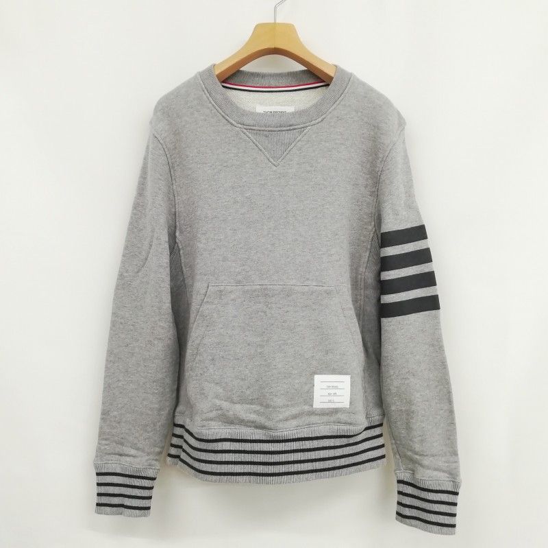 トムブラウン THOM BROWNE MJT001AW6308 Crewneck sweat 4BAR 4ライン クルーネック スウェット シャツ  トレーナー 美品 0 グレー