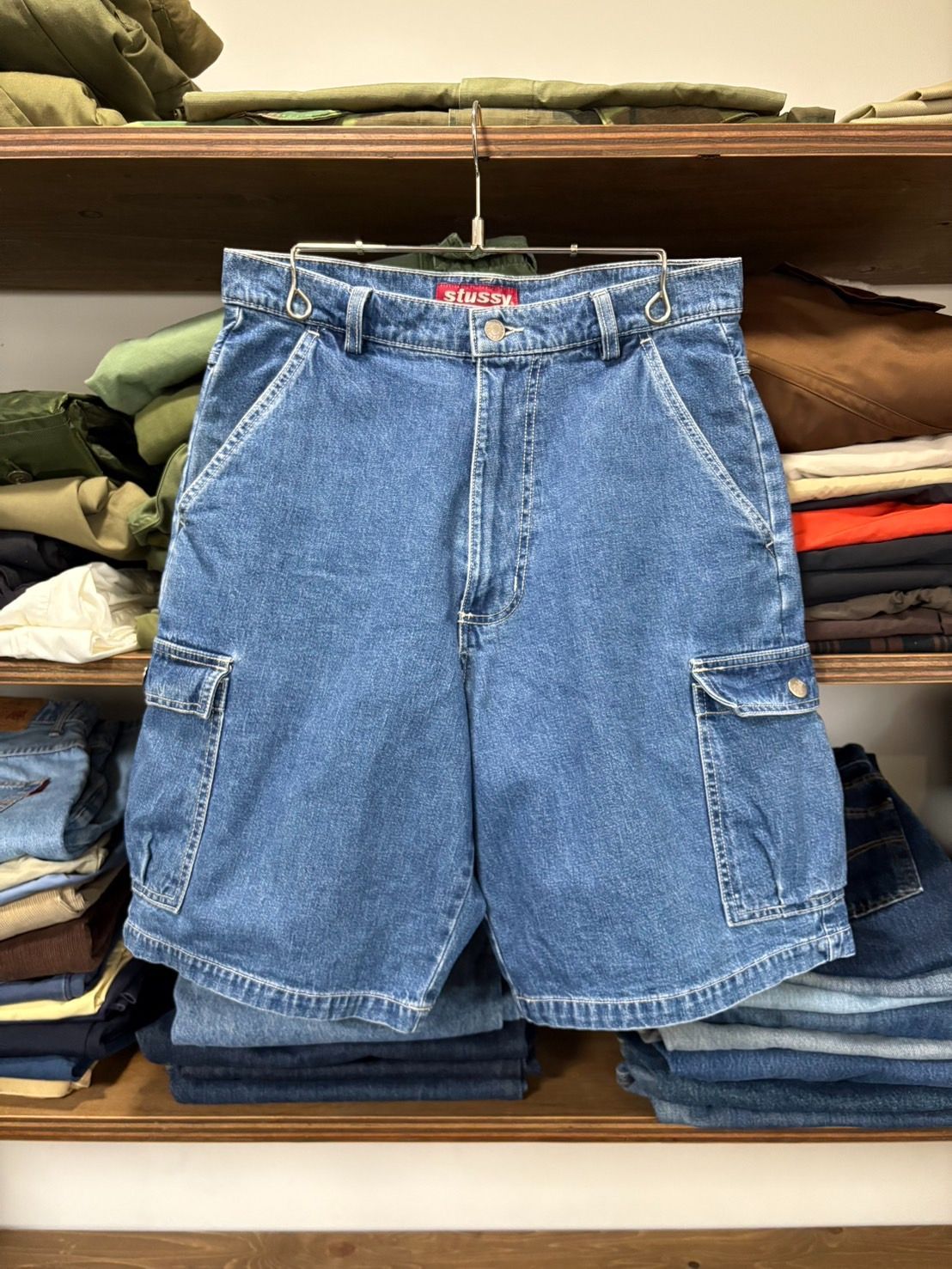 【USA製】stussy denim shorts 90s 90s OLD Stussy USA Made Denim Cargo Shorts Half Pants