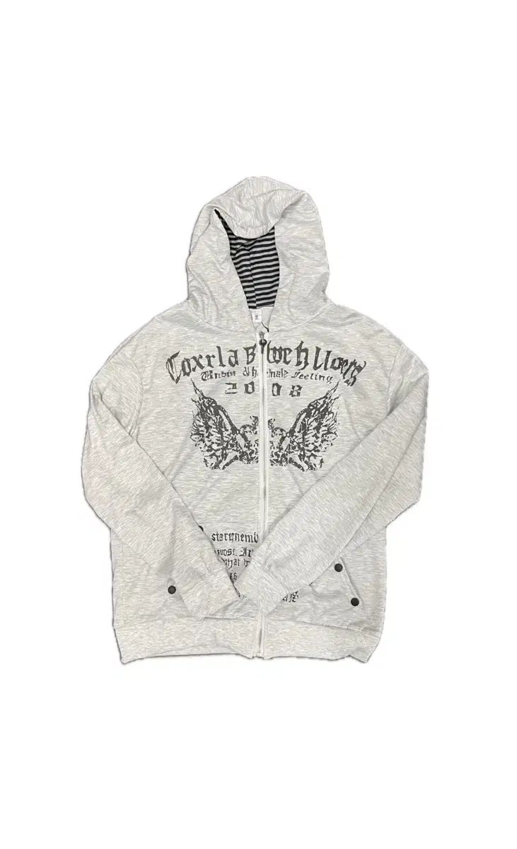 Y2K プリンティング ジップアップパーカー フード付き