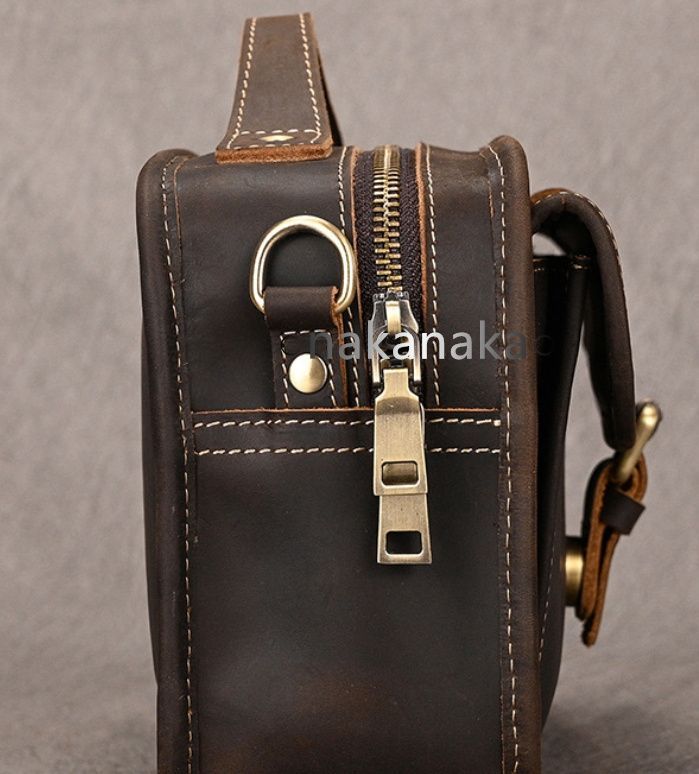 クラッグレザー レトロ風 メンズ ショルダーバッグ メッセンジャーバッグ