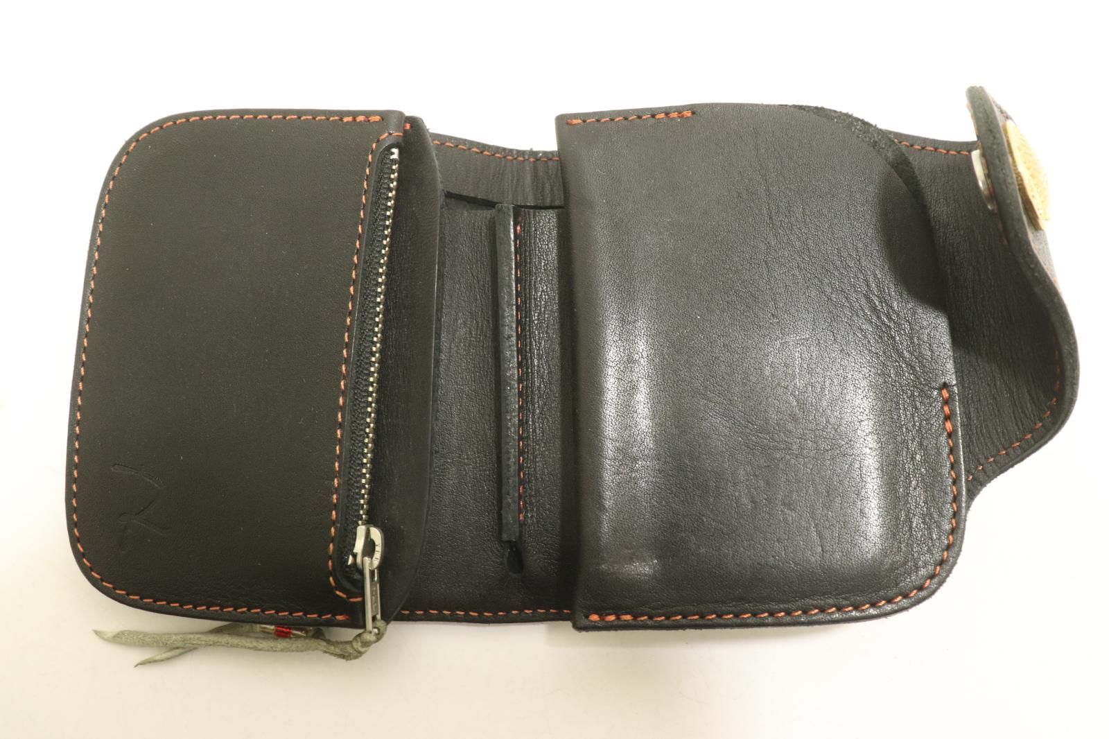 全国送料無料! RED MOON メンズ財布 -- 18金メッキショートウォレット RED MOON -- 黒 ブラック 金 ゴールド 全品本物!