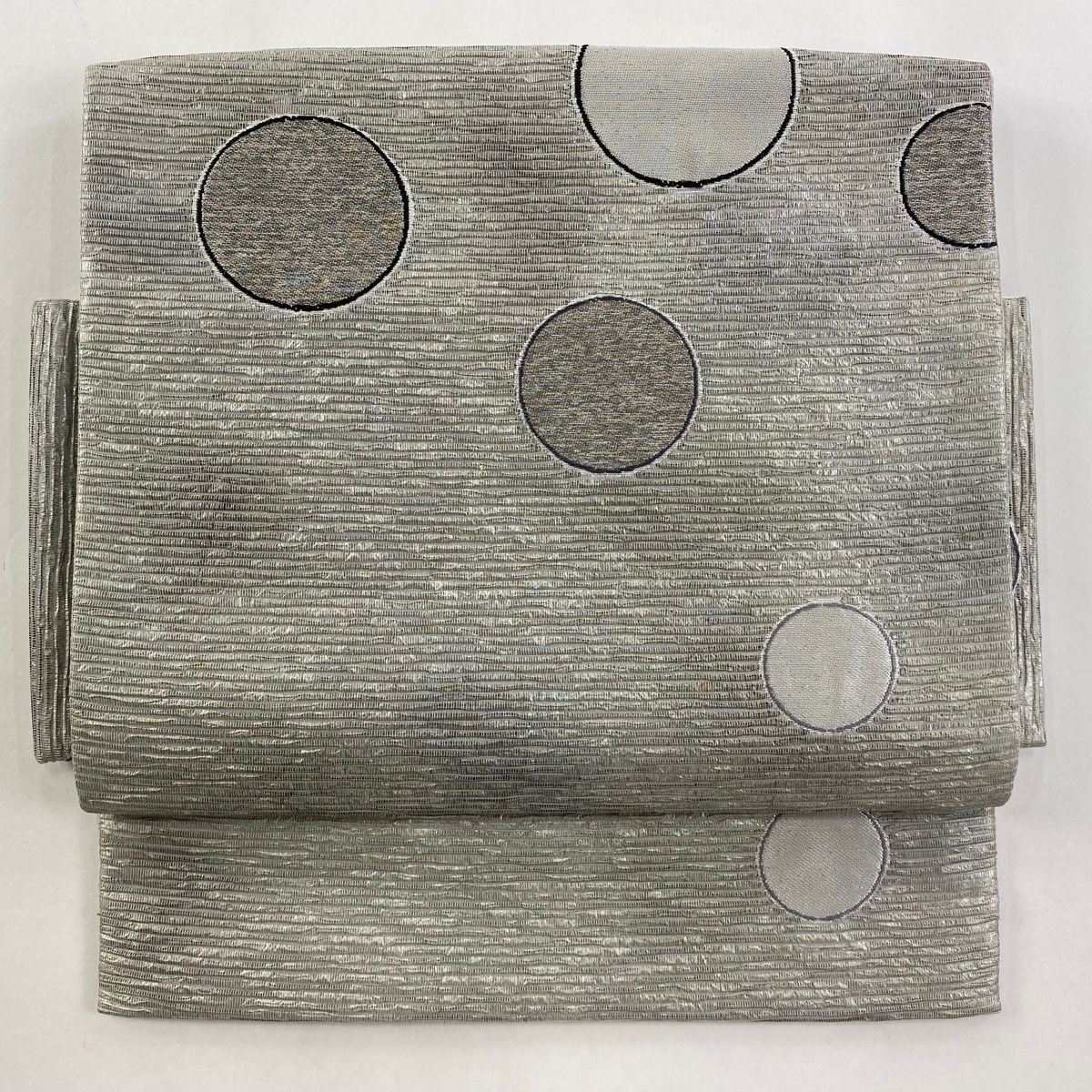 付け帯 秀品 作り帯 丸文 箔 灰色 正絹