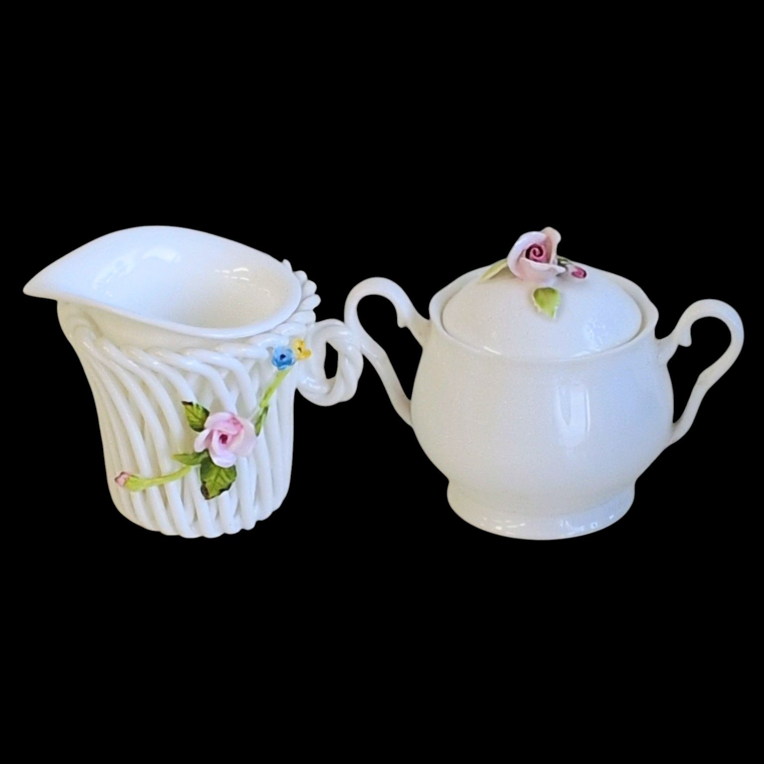 ２点セット MARURI マルリ シュガーポット クリーマー 花柄 BONE CHINA