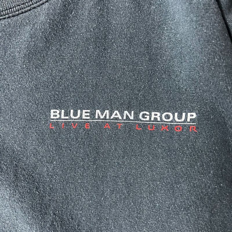 00s BLUE MAN 両面 プリント 半袖 Tシャツ XL / 00年代 オールド ブラック 墨黒 黒 ブルーマン キャラクター パフォーマー