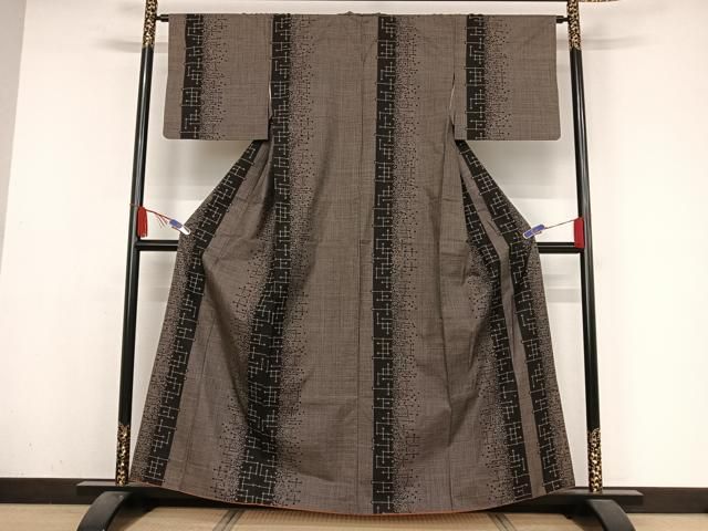 【大型本】絣　本 平和屋着物○本場大島紬 一元絣 間道 正絹 逸品 AAAZ3005np
