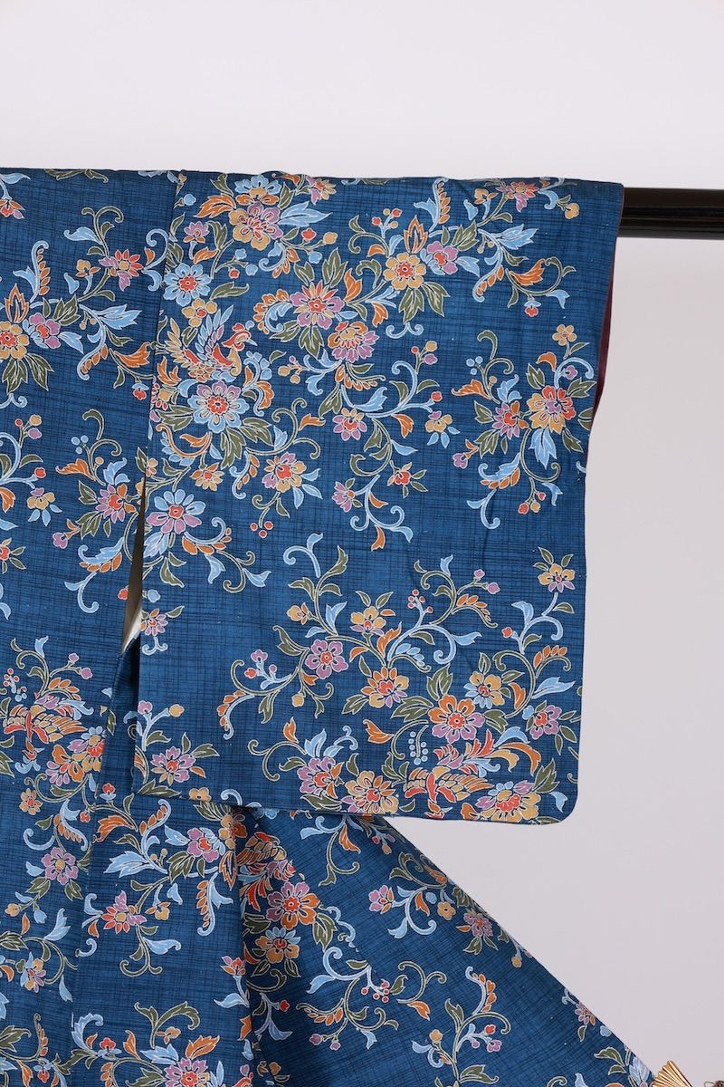紬　藍　黄　ブルー　茶　グリーン　紫　格子　唐花　鳳凰　T601 紬 藍 黄 ブルー 茶 グリーン 紫 格子 唐花 鳳凰 T601 - メルカリ