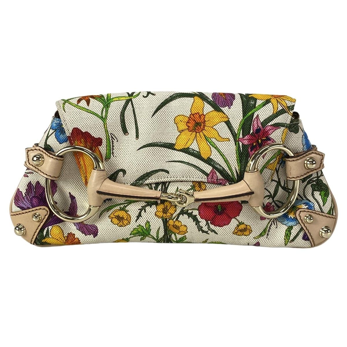 GUCCI グッチ クラッチバッグ ホースビット フローラ 131470 アイボリー×マルチ フラワー レザー