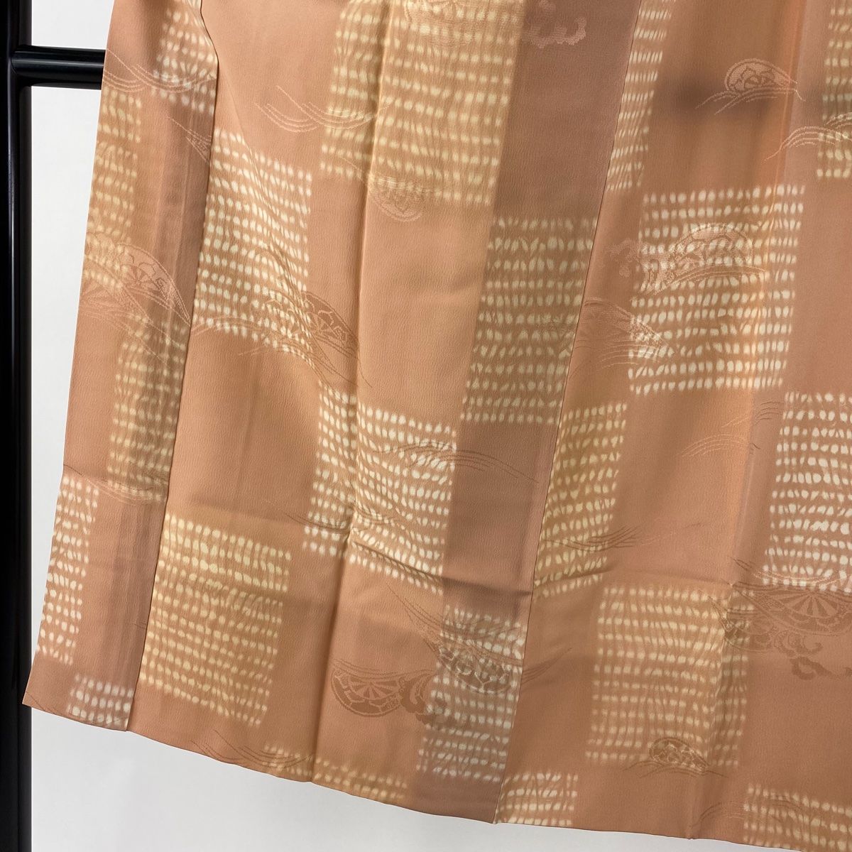 長襦袢 身丈122cm 裄丈61.5cm S 変わり市松 幾何学模様 サーモン