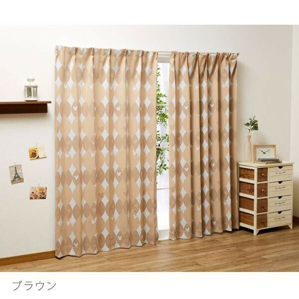 nitoriベージュ ドレープカーテン フック式 遮光1級・遮熱・遮音・156