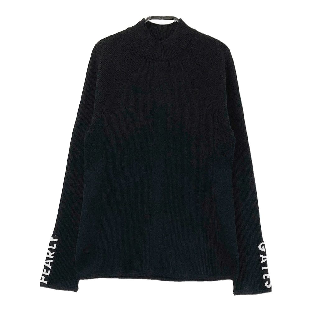 サイズ：1 PEARLY GATES パーリーゲイツ  モックネック ニットシャツ  ブラック系 [240101474803] ゴルフウェア レディース ストスト サイズ：1 PEARLY GATES パーリーゲイツ モックネック ニット