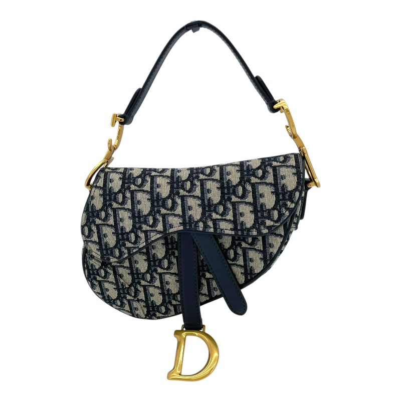 クリスチャン ディオール Christian Dior サドルバッグ ミニ M0447CTZQ ネイビー アイボリー GD金具 オブリークジャガード レディース ハンドバッグ
