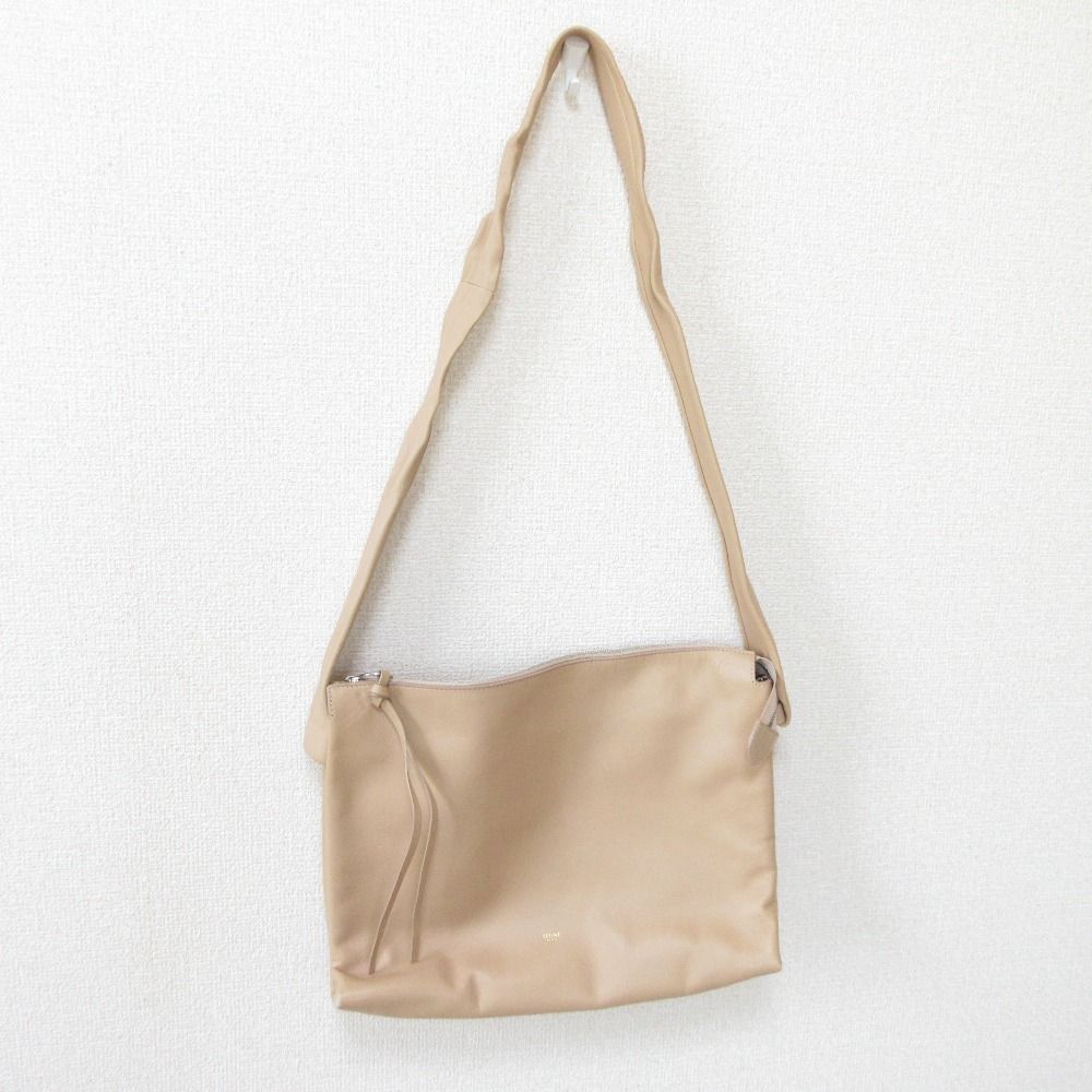 良品 CELINE セリーヌ レザー ショルダーバッグ ピンクベージュ  