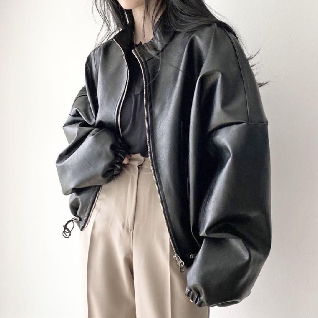 М・L・XL】レザージャケット ライダースジャケット レディース 黒 