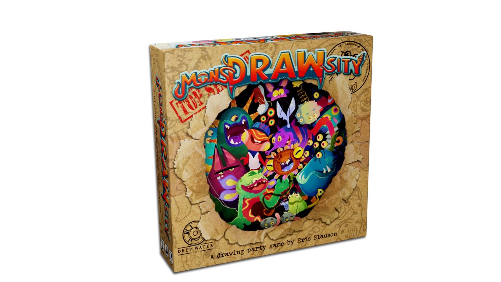 ディープウォーターゲーム MonsDRAWsity Top Secret Ver. 口頭の説明に基づくお絵かきパーティーゲーム 変なモンスターを順番に説明u0026ドローイングする 8歳以上 3~8人用 