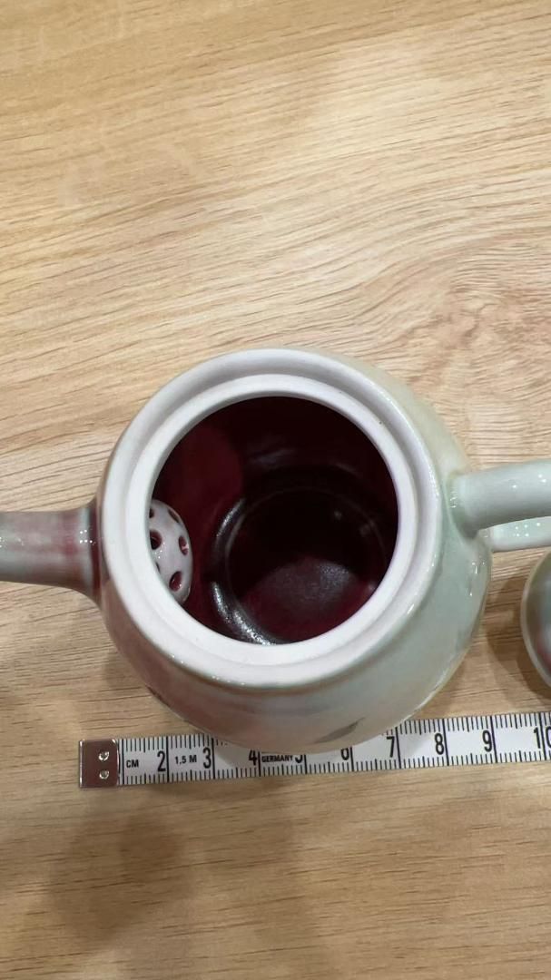 キッチン・食器 手作陶器製急須 白とピンクの花柄 新品
