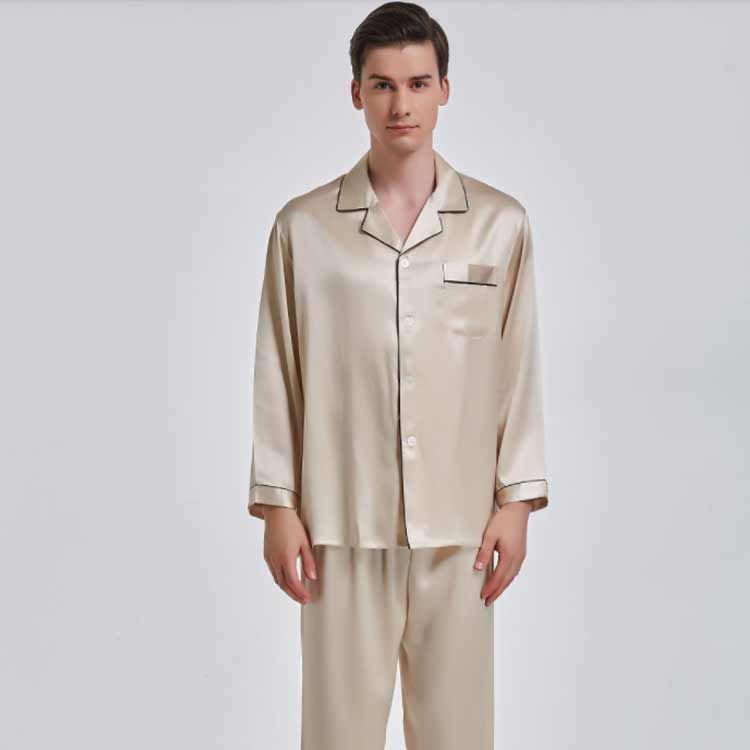 敬老の日 パンツ パジャマ ロング 寝間着 長袖 前開き シルクパジャマ セットアップ ルームウェア 父の日 快眠 敏感肌 部屋着 ナイトウェア 上下セット 彼氏 シルク メンズ ギフト プレゼント oohN577