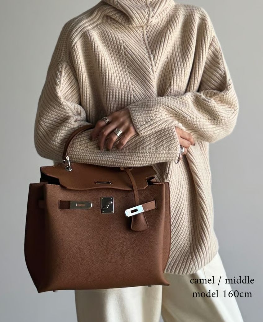 【美品】JISTORY ジストリー　スクエアベルトハンドルバッグ　キャメルM SQUARE BELT HANDLE BAG / 3color ＜送料無料＞ | JISTORY