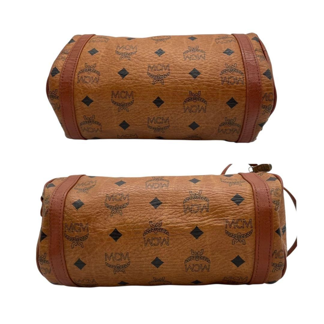 MCM ショルダーバッグ ヴィセトス 本革 茶 美品 レディース 斜め掛け エムシーエム ショルダーバッグ 茶 ヴィセトス柄 ミニボストン 斜め