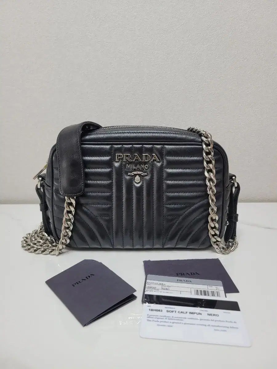 PRADA プラダ ダイアグラム チェーン カメラバッグ シルバー