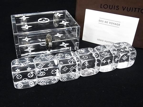 新品同様 LOUIS VUITTON ルイヴィトン M99169 プレキシー ガラス ダイス サイコロ オブジェ 6個セット クリア FC2616