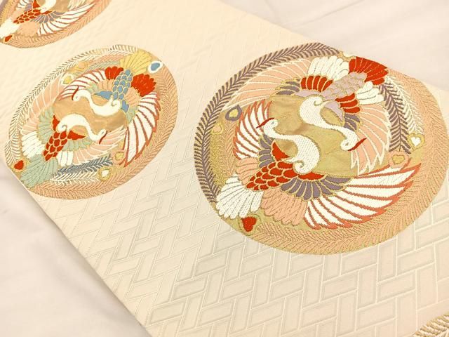 正絹袋帯 六通 和装小物 振袖 帯 和服 着物 金糸 扇面 呉服屋