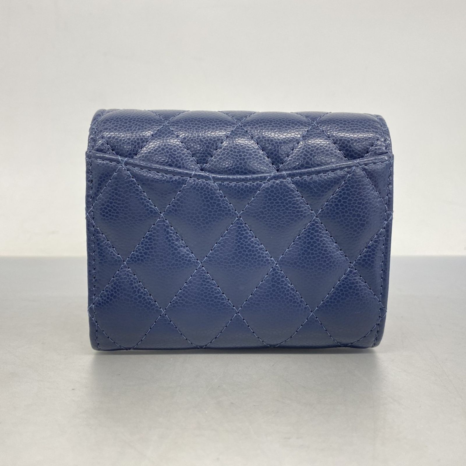 CHANELシャネル　マトラッセ財布　ネイビー シャネル(Chanel) シャネル 三つ折り財布 マトラッセ キャビア