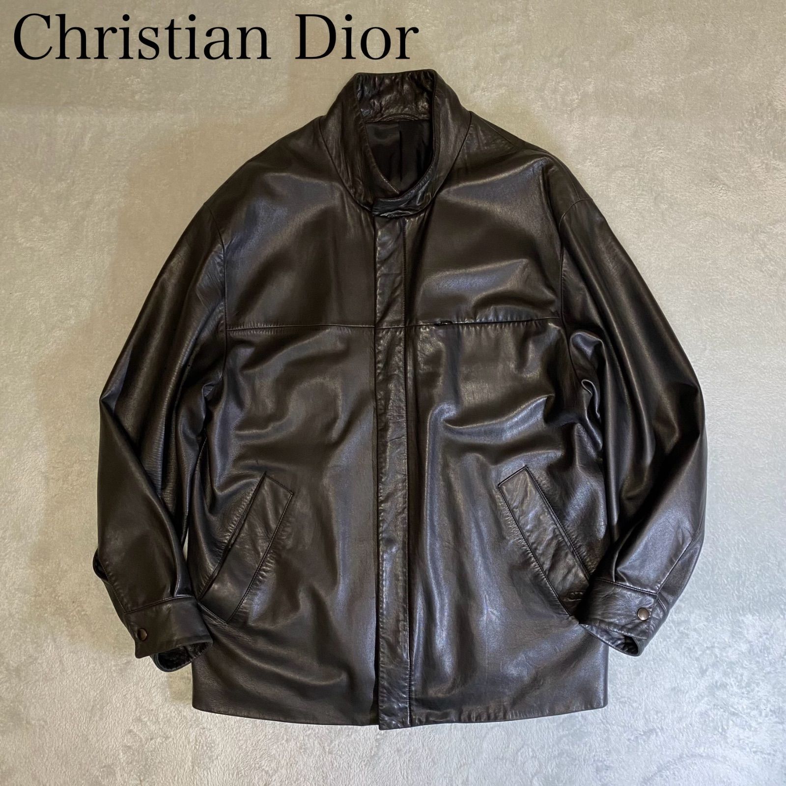 Christian Dior】レザージャケット スタンドカラー レザーカーコート ...