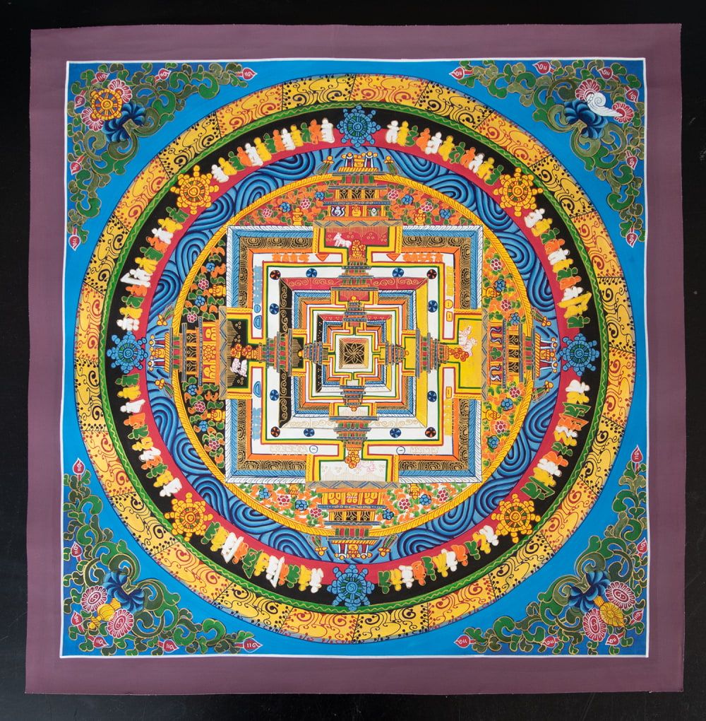 一点物〕タンカ - カーラチャクラマンダラ[55x55cm] / タンカ 仏画