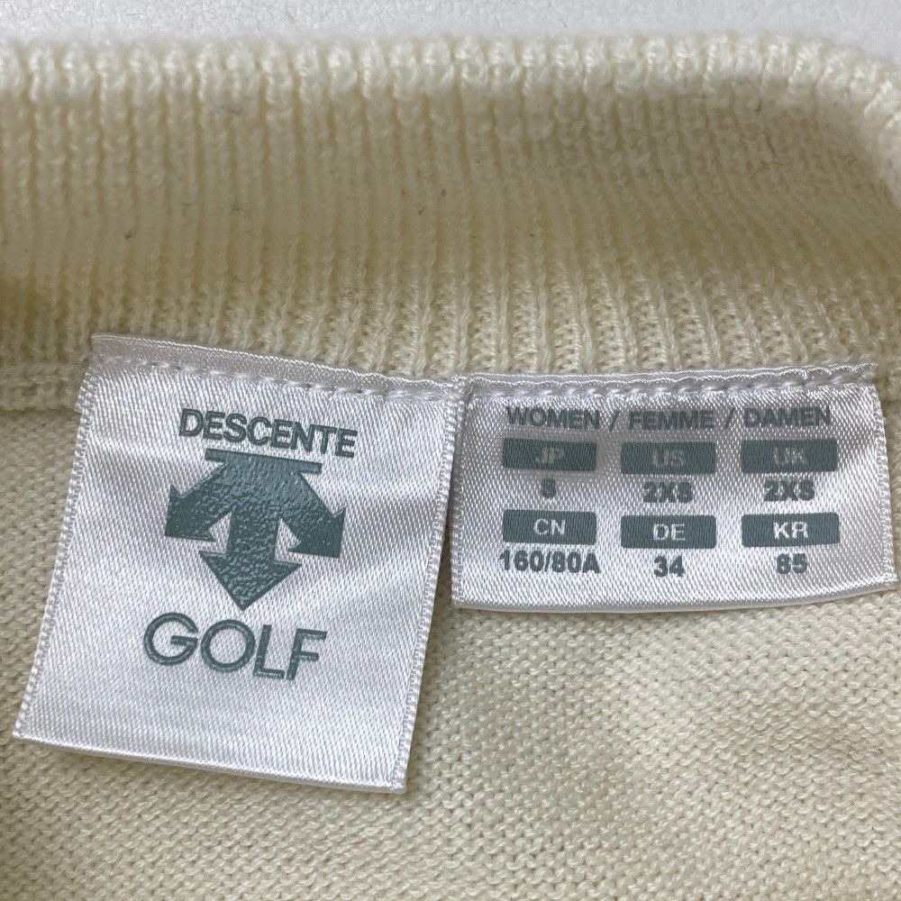サイズ：S DESCENTE GOLF デサントゴルフ  ニットセーター 総柄 ホワイト系 [240101430252] ゴルフウェア レディース ストスト DESCENTE GOLF デサントゴルフ ニットセーター 総柄 ホワイト系