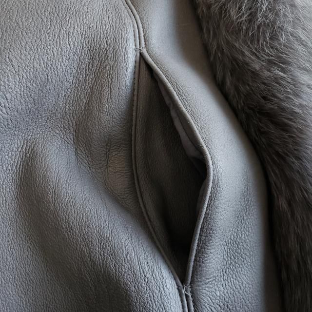 M's エムズセレクション ☆ 羊革 ムートンコート ブルーフォックス 9