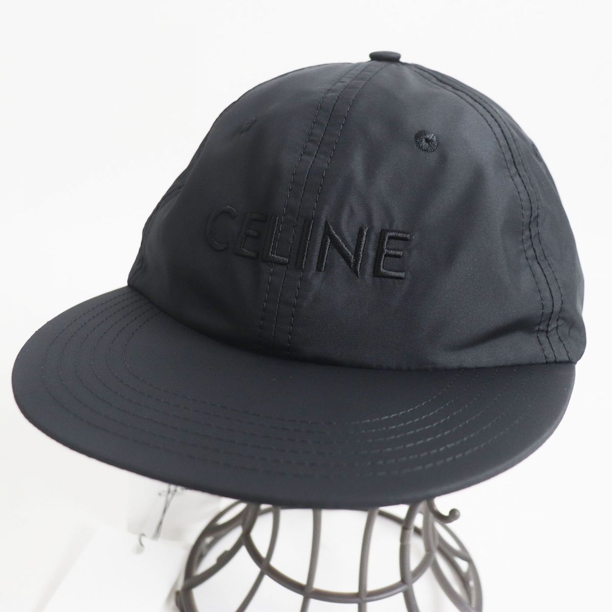 未使用品□CELINE/セリーヌ 2AK07231Q ロゴエンブロイダリー ライトナイロン スケートキャップ/帽子 ブラック S イタリア製 正規品 メンズ