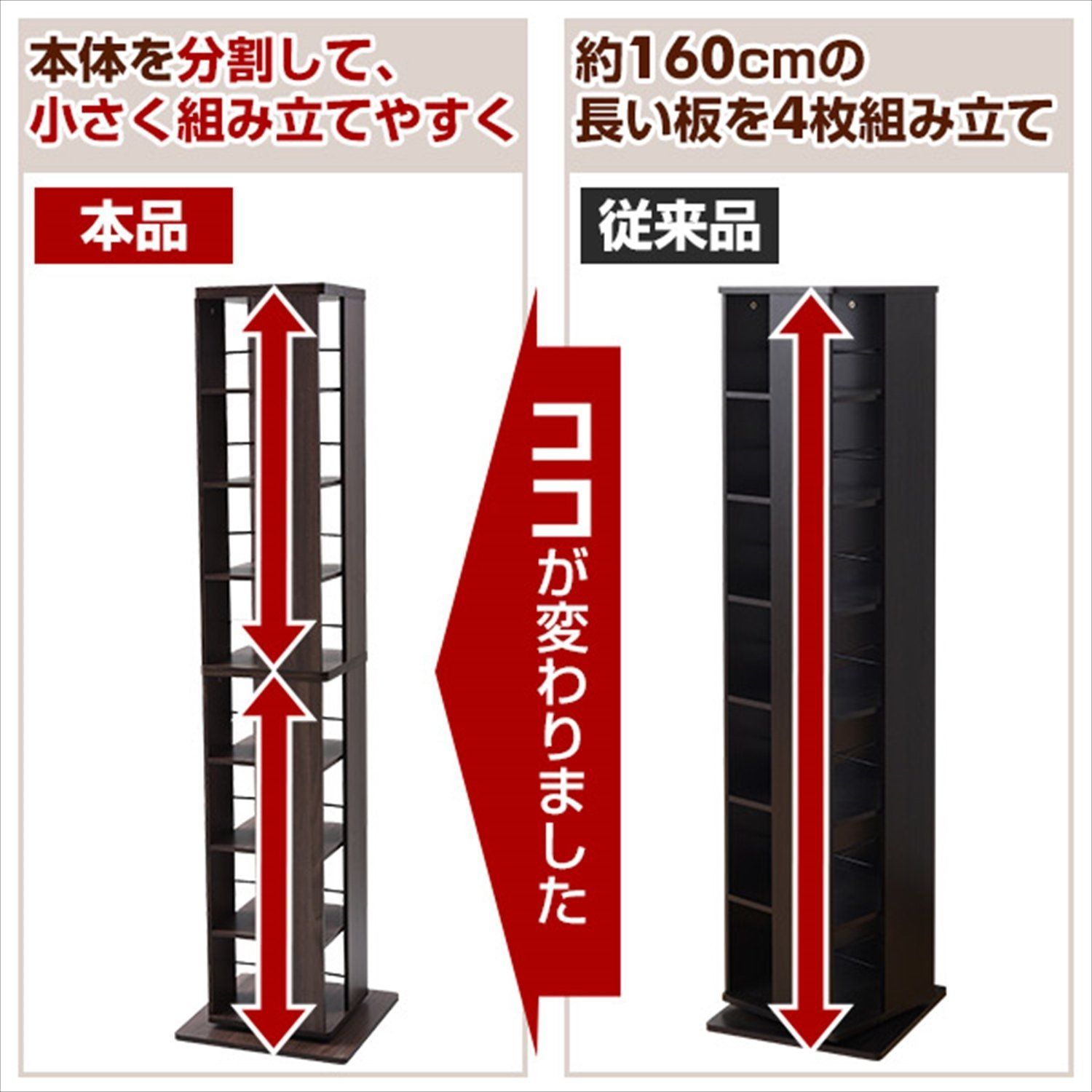 販売済み 回転本棚 8段 [山善] 幅45×奥行45×高さ182.5cm 壁付け・角