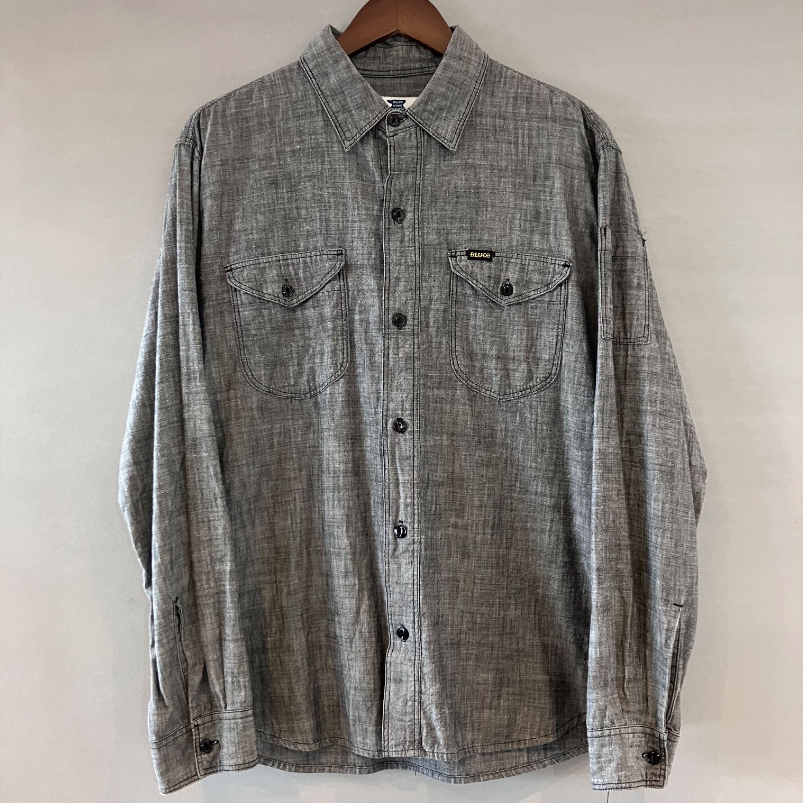 BULCO ブルコ シャンブレーシャツ 長袖 ロングスリーブ L/S グレー 灰 メンズ XLサイズ