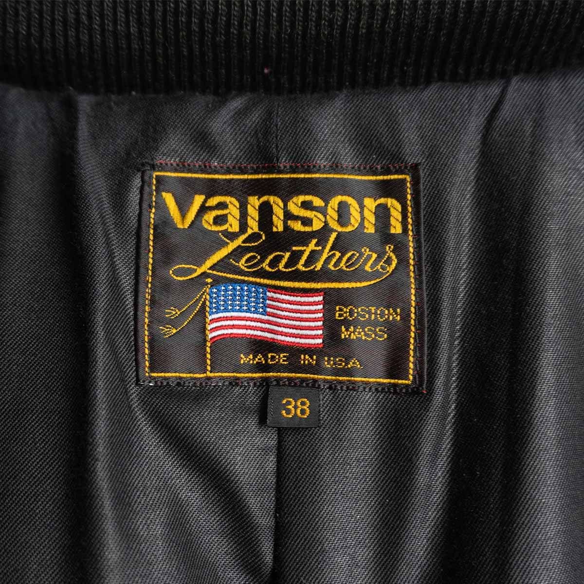 美品】 VANSON 【TJV オールレザー スタジャン】38 レッド ブラック