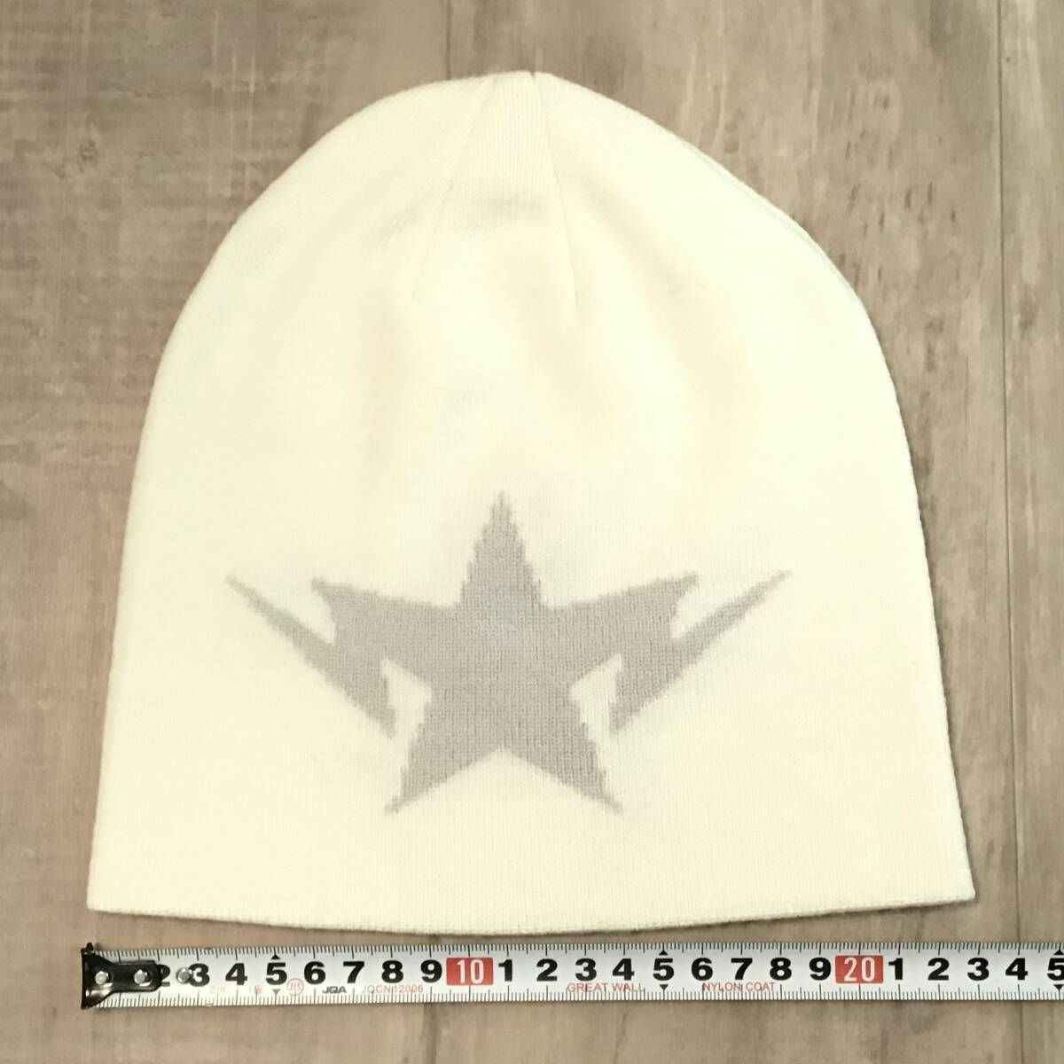 BAPE TWIN STA ニット帽 ビーニー White a bathing ape star