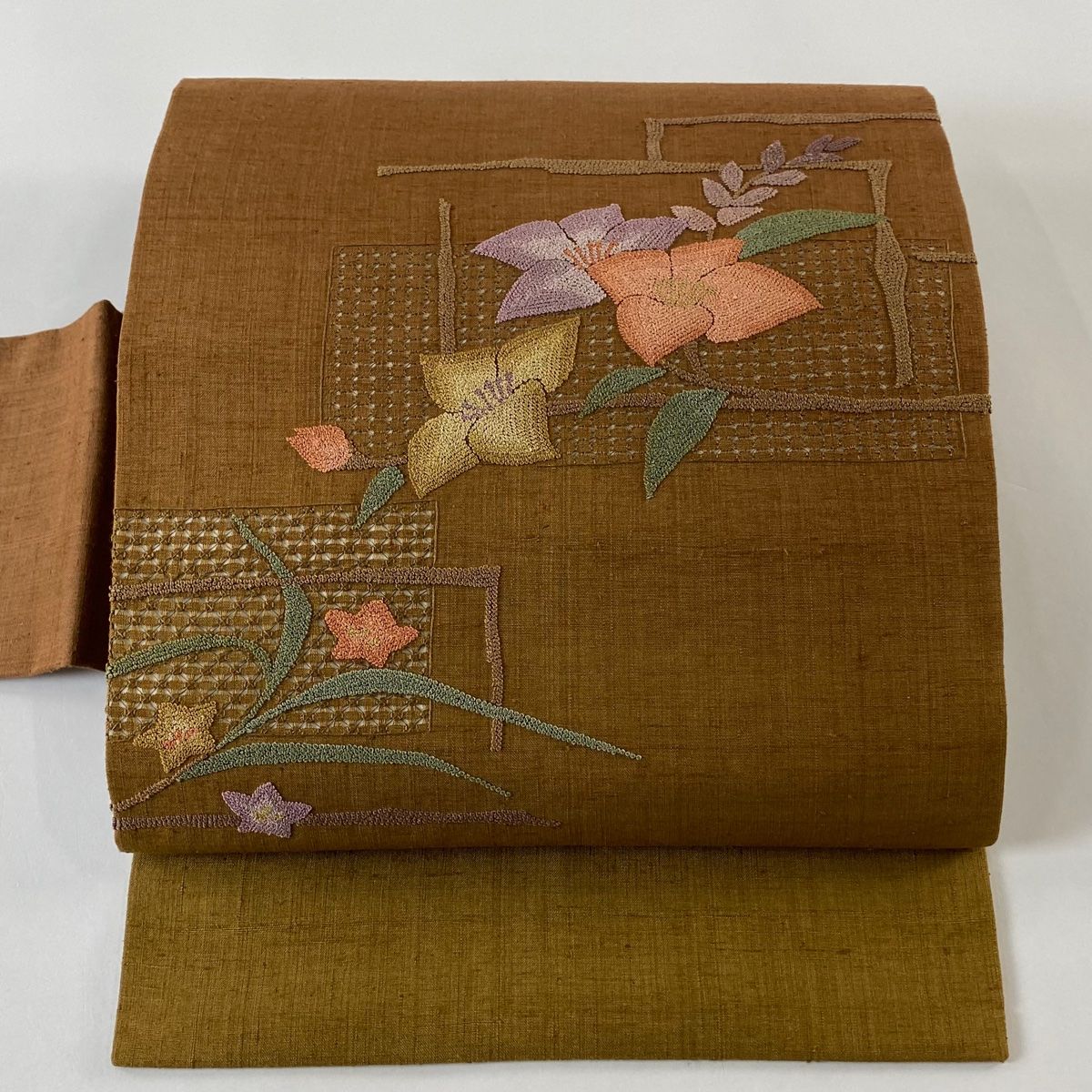 専用帯3128 3868 二点セット●高級 正絹 紬 相良刺繍 名古屋帯 専用帯3128 3868 二点セット○高級 正絹 紬 相良刺繍 名古屋帯 楽天