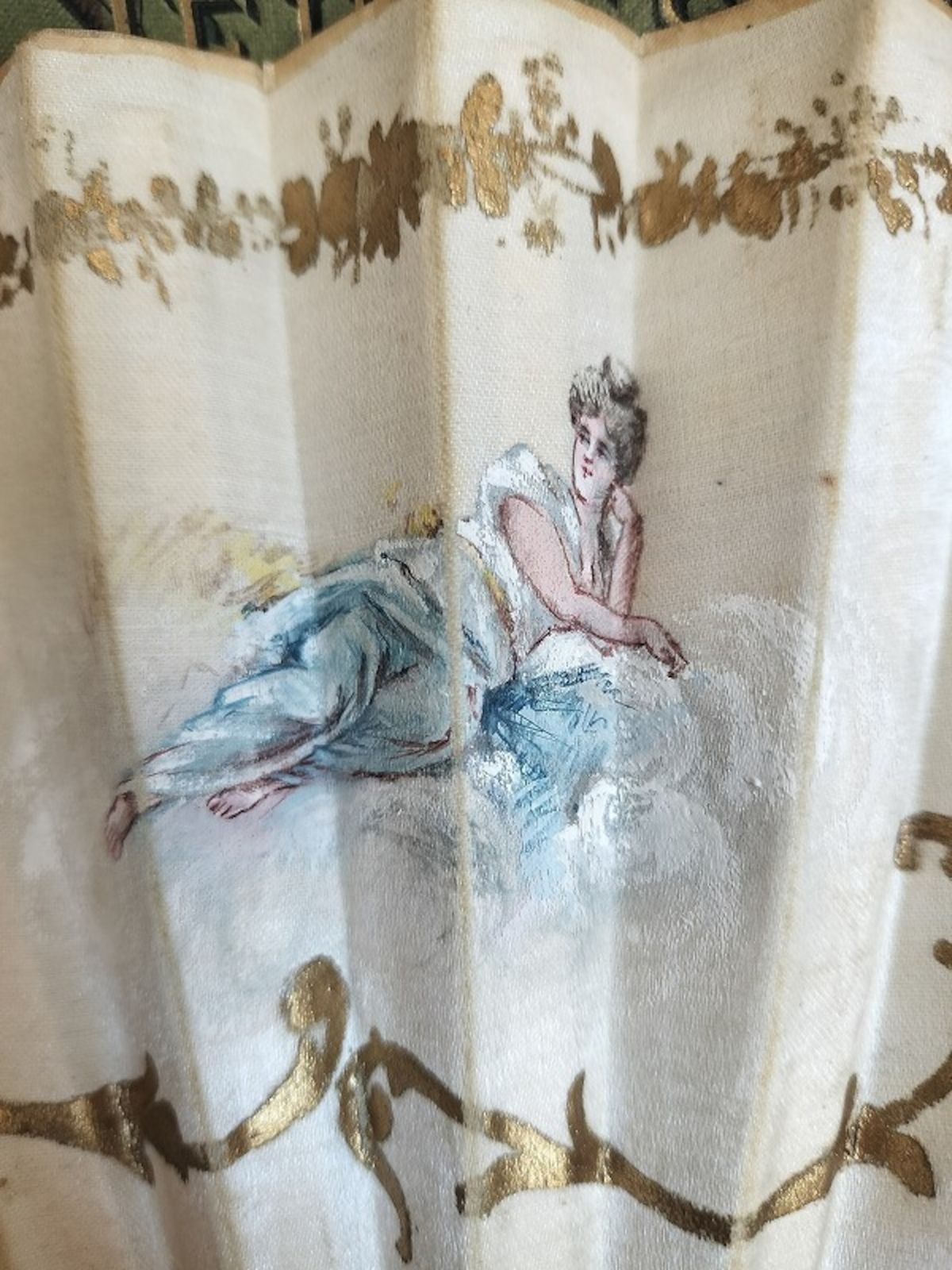 フランス アンティーク 手書き絵つき 扇子 1900年 【公式通販】