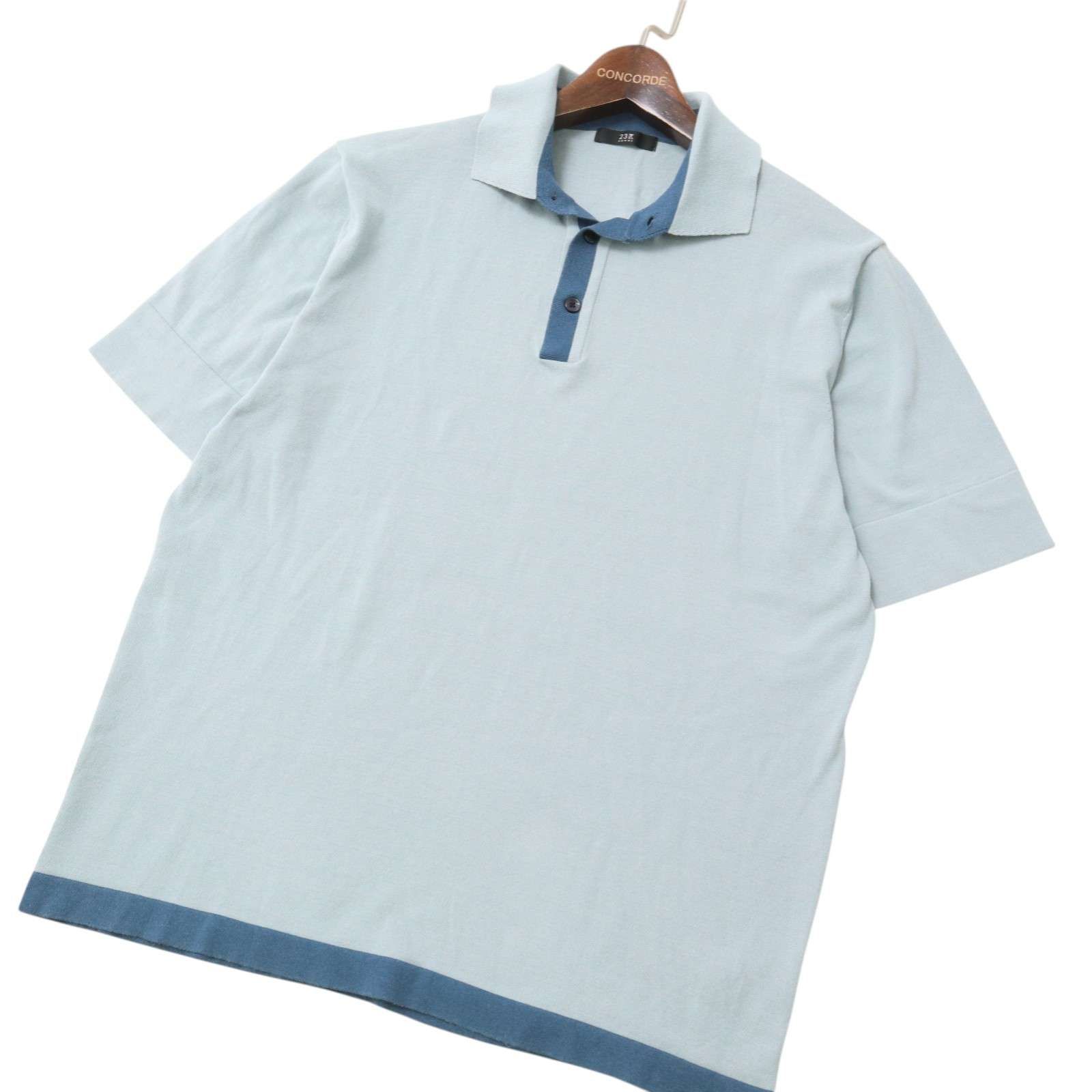 美品】23区 HOMME オム 春夏 半袖 ニット ポロシャツ Sz.48