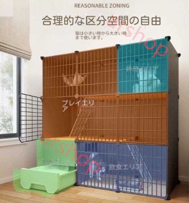 人気*猫籠家庭用室内*猫砂盆一体*超大自由空間*猫猫の家猫の家猫の家猫の別荘*1-3のみ利用 です