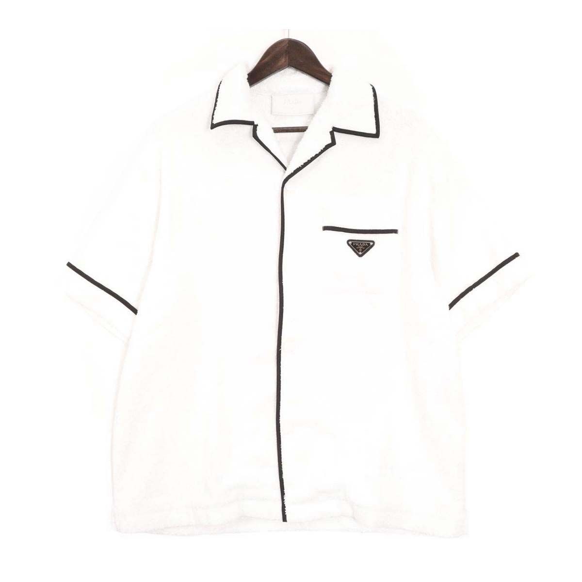 PRADA プラダ 22SS Terry Bowling Shirt トライアングルロゴプレートテリーボウリング半袖シャツ SC559 S212 1ZR3 ホワイト