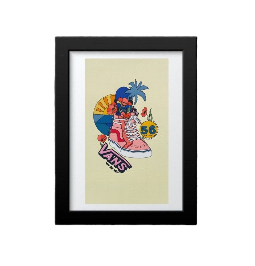 ヴィンテージ VANS スニーカー イラスト ポスター キャンバス 小物