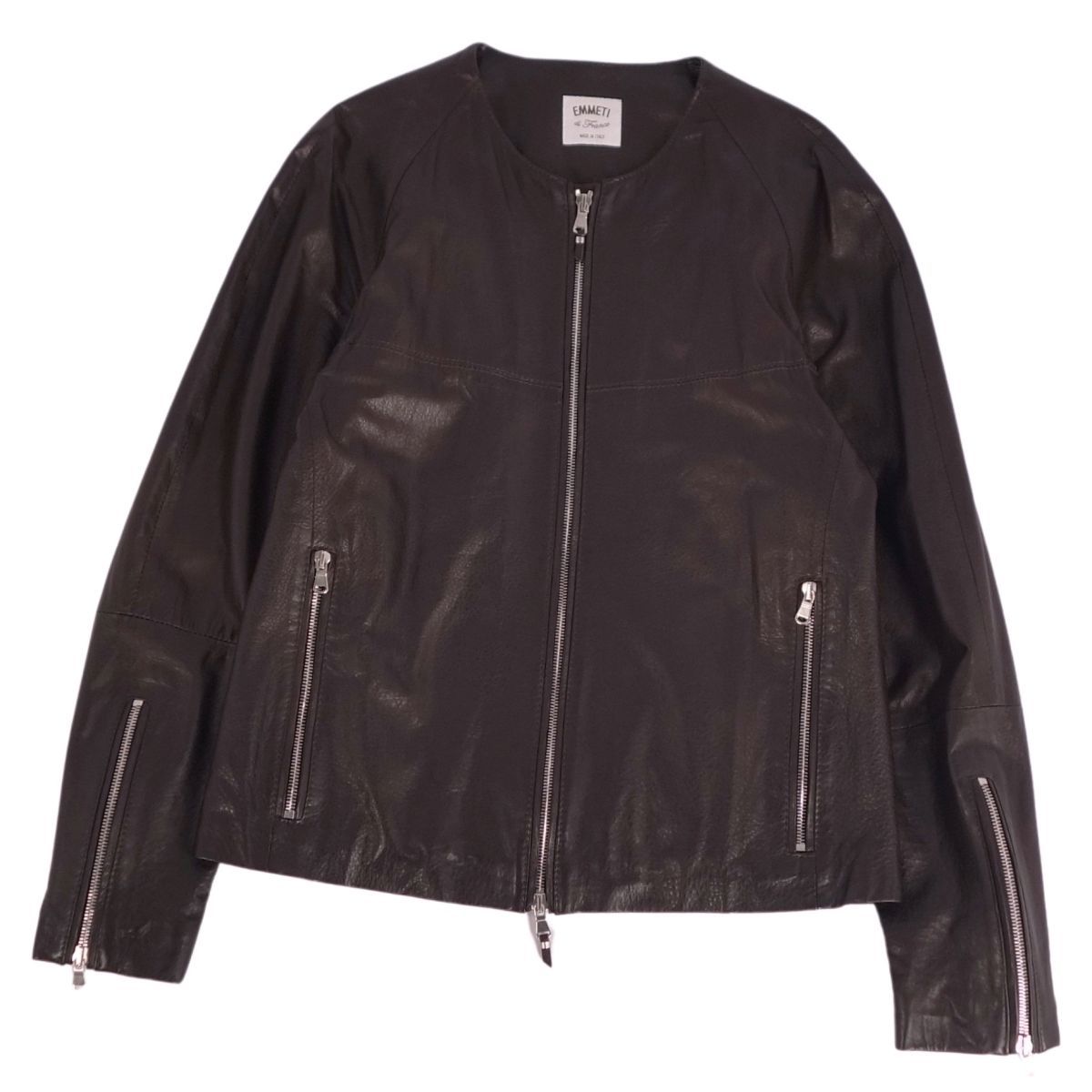 美品 EMMETI エンメティ ジャケット レザージャケット ジップアップ ラ 