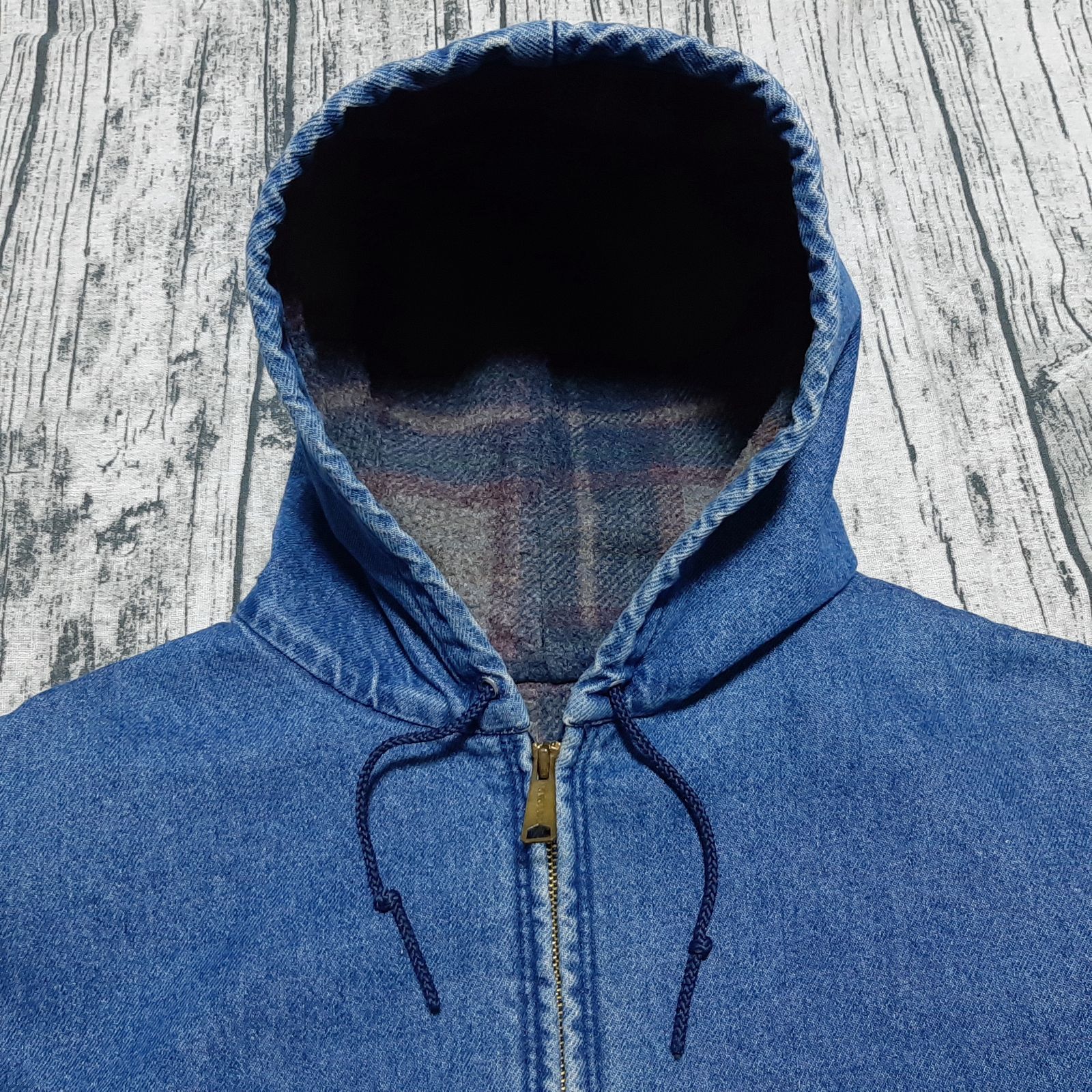 90s carharttアクティブジャケット USA製 90s Carhartt Flannel Lined Denim Active Jacket 青 L