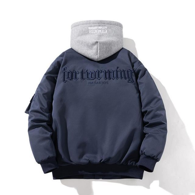 種類16：XL/G：ダークブルー 冬キルティング 春 コーデ メンズ 服 シンプル ファッション オシャレ 大人 かっこいい 大きいサイズ ストリート 紳士服 アメリカン 文字 コットン コート カップル ウェア レトロ ボンバー ジャケット