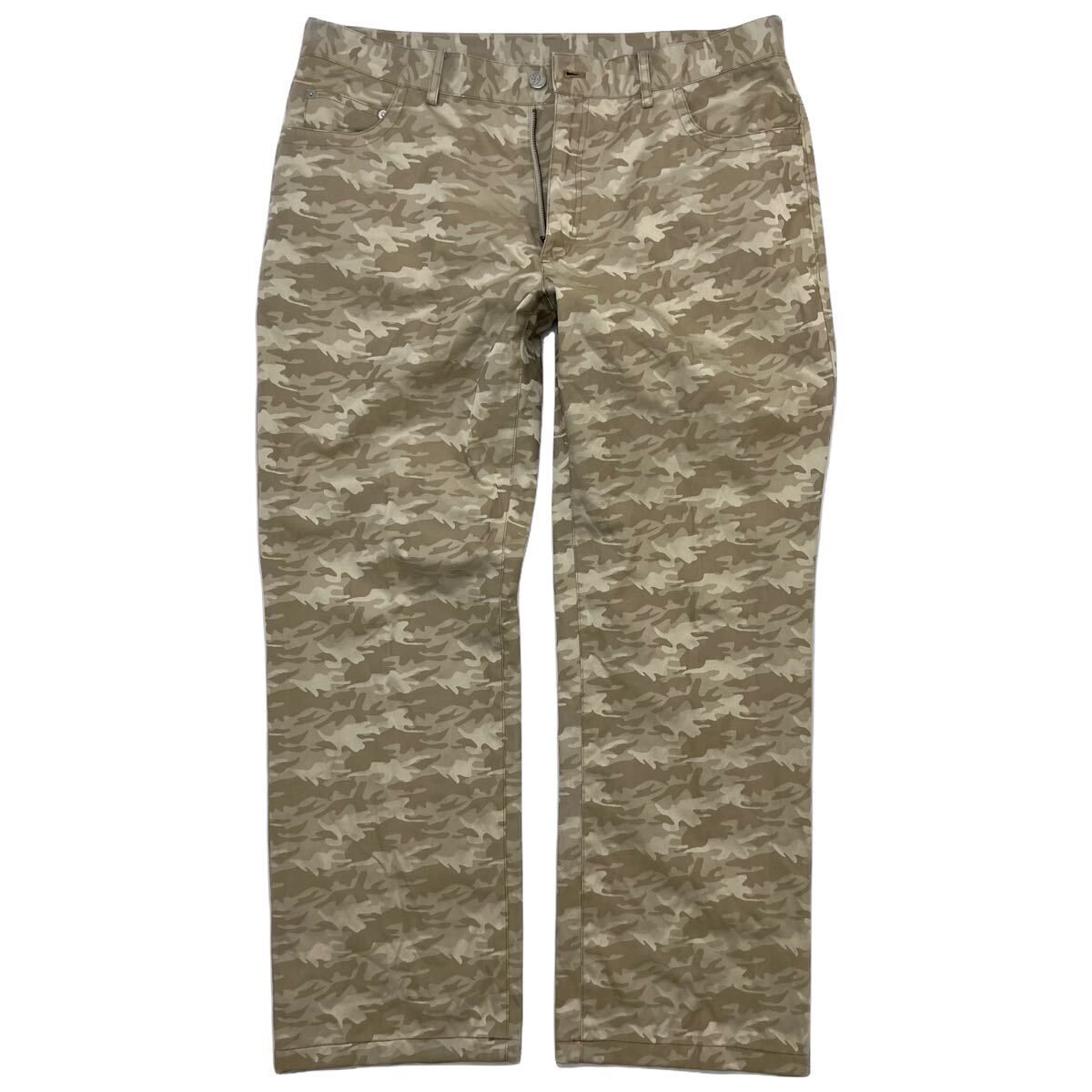 CASTELBAJAC 迷彩 コットン ストレート パンツ ベージュ カモフラ 52 大人カジュアル ゴルフ スポーツ 人気 カステルバジャック Ja7533